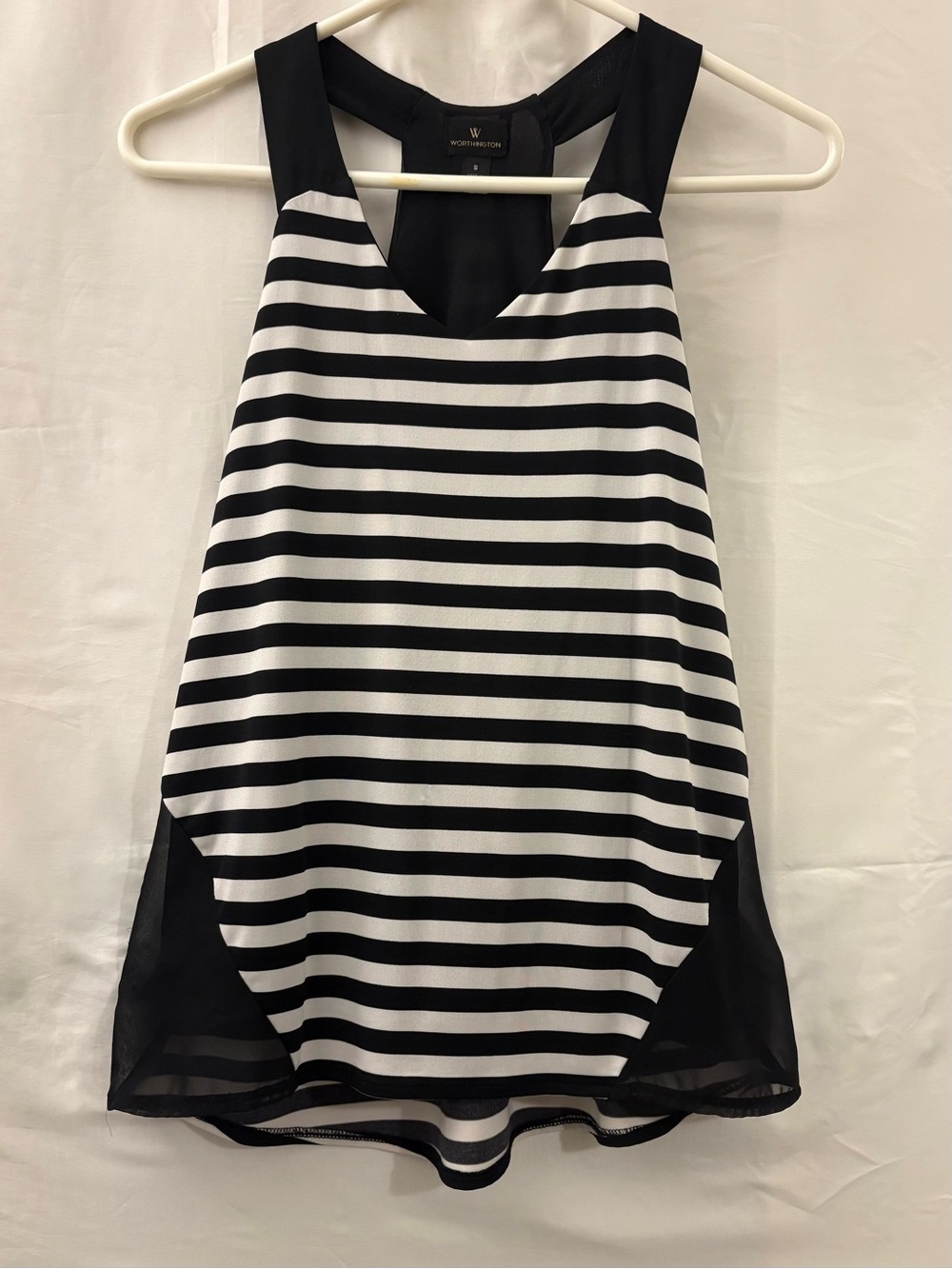 Worthington Black and White Striped Racerback Tank